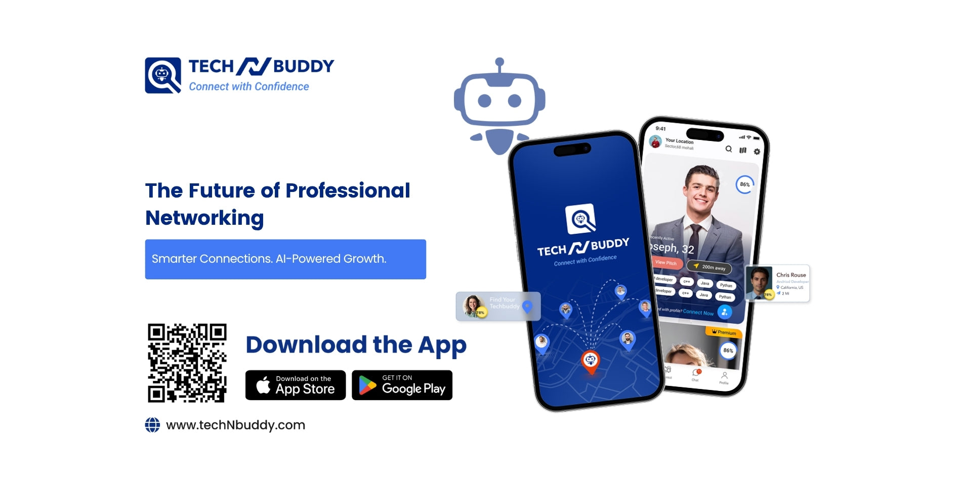 "AI-powered business networking app techNbuddy interface for professional connections